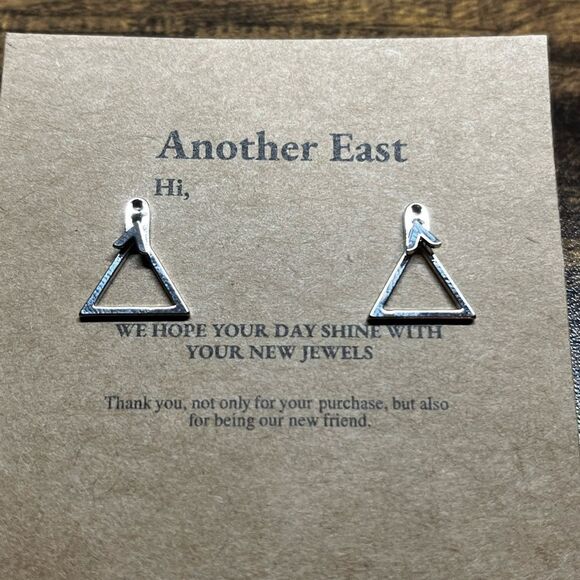 Silver Small Triangle copper Earrings - Picture 5 of 11